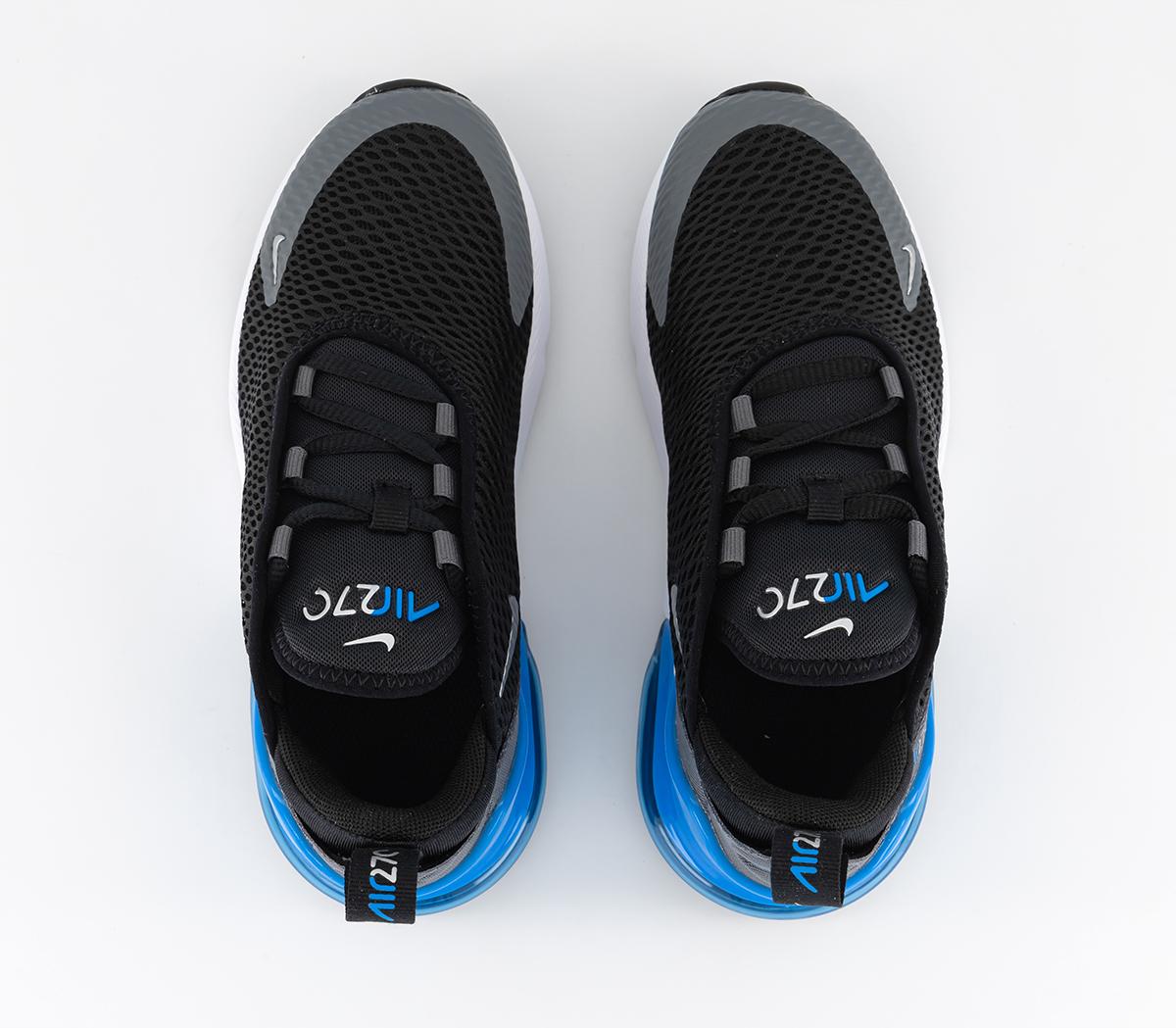 NikeAir Max 270 Kids TrainersBlack Metallic Silver Photo Blue Dark Grey