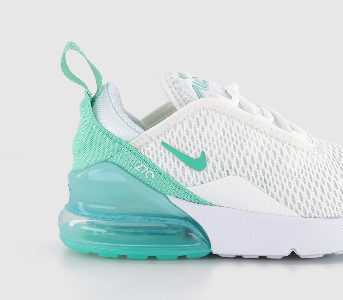 Nike Air Max 270 Kids Trainers Summit White Emerald Rise Jade Ice White ...