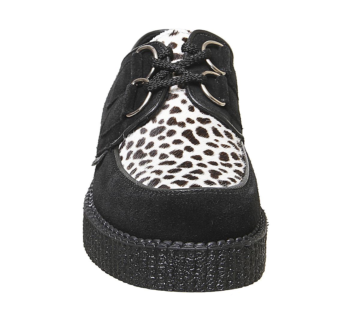 Underground Wulfrun Single Creeper Underground Wulfrun Single Creeper Black Suede Leopard Print