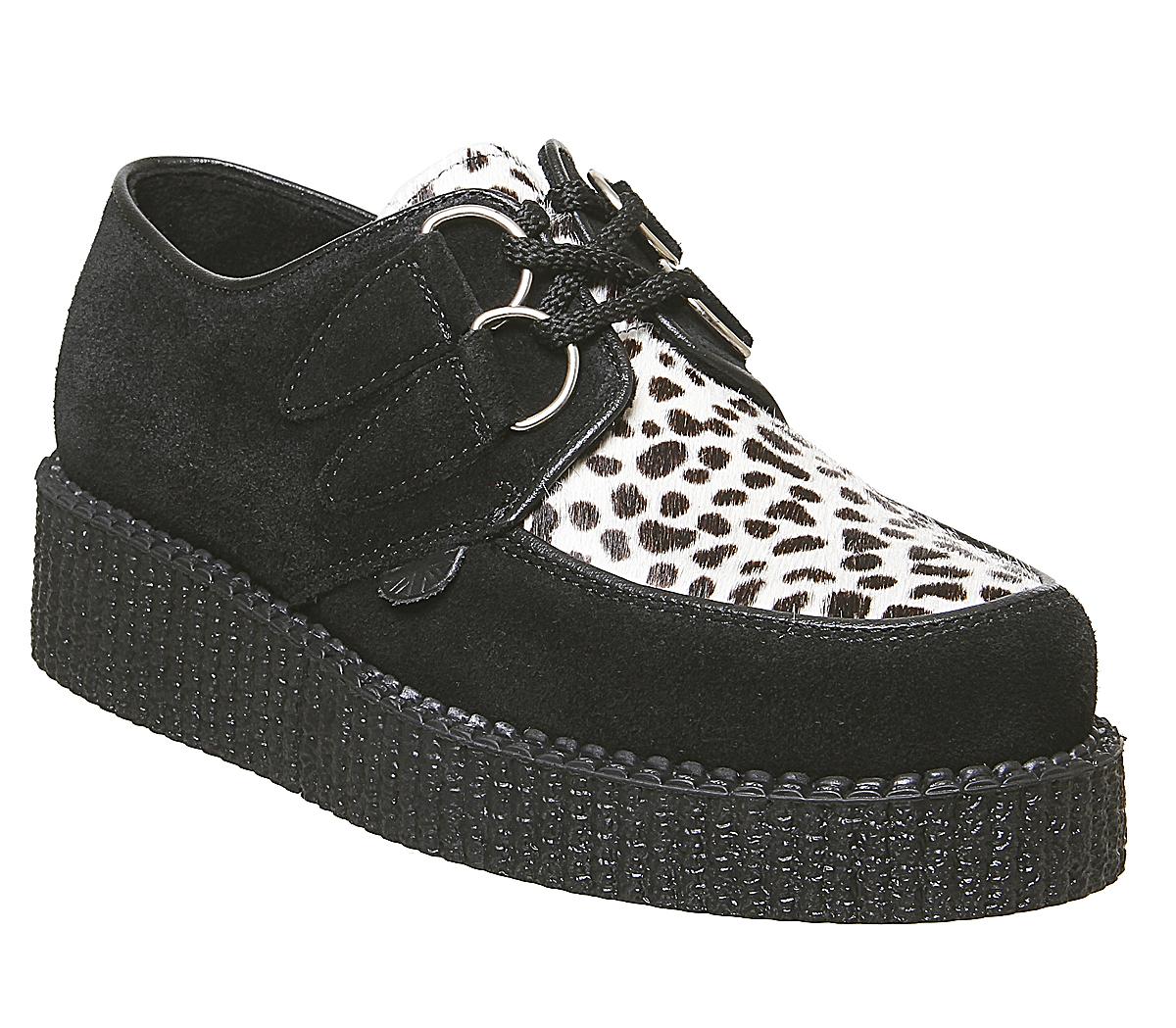 Underground Wulfrun Single Creeper Underground Wulfrun Single Creeper Black Suede Leopard Print