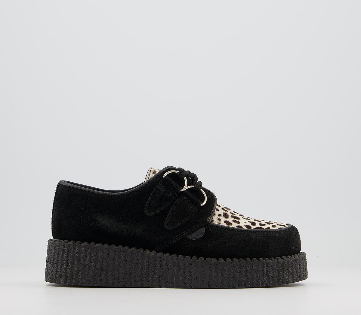 Underground Wulfrun Single Creeper Underground Wulfrun Single Creeper Black Suede Leopard Print
