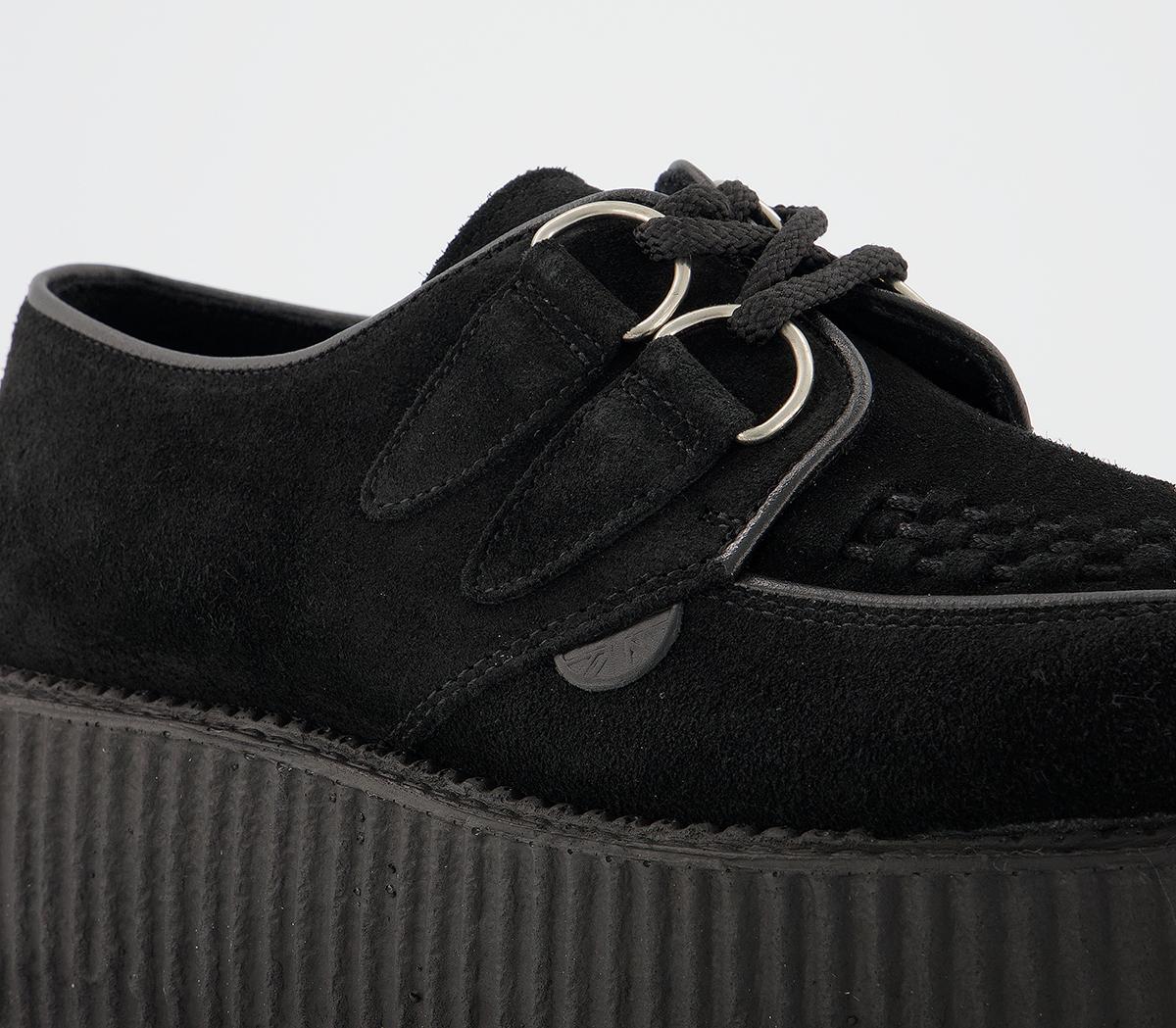 Underground Wulfrun Double Creeper Black Suede Flat Shoes for Women