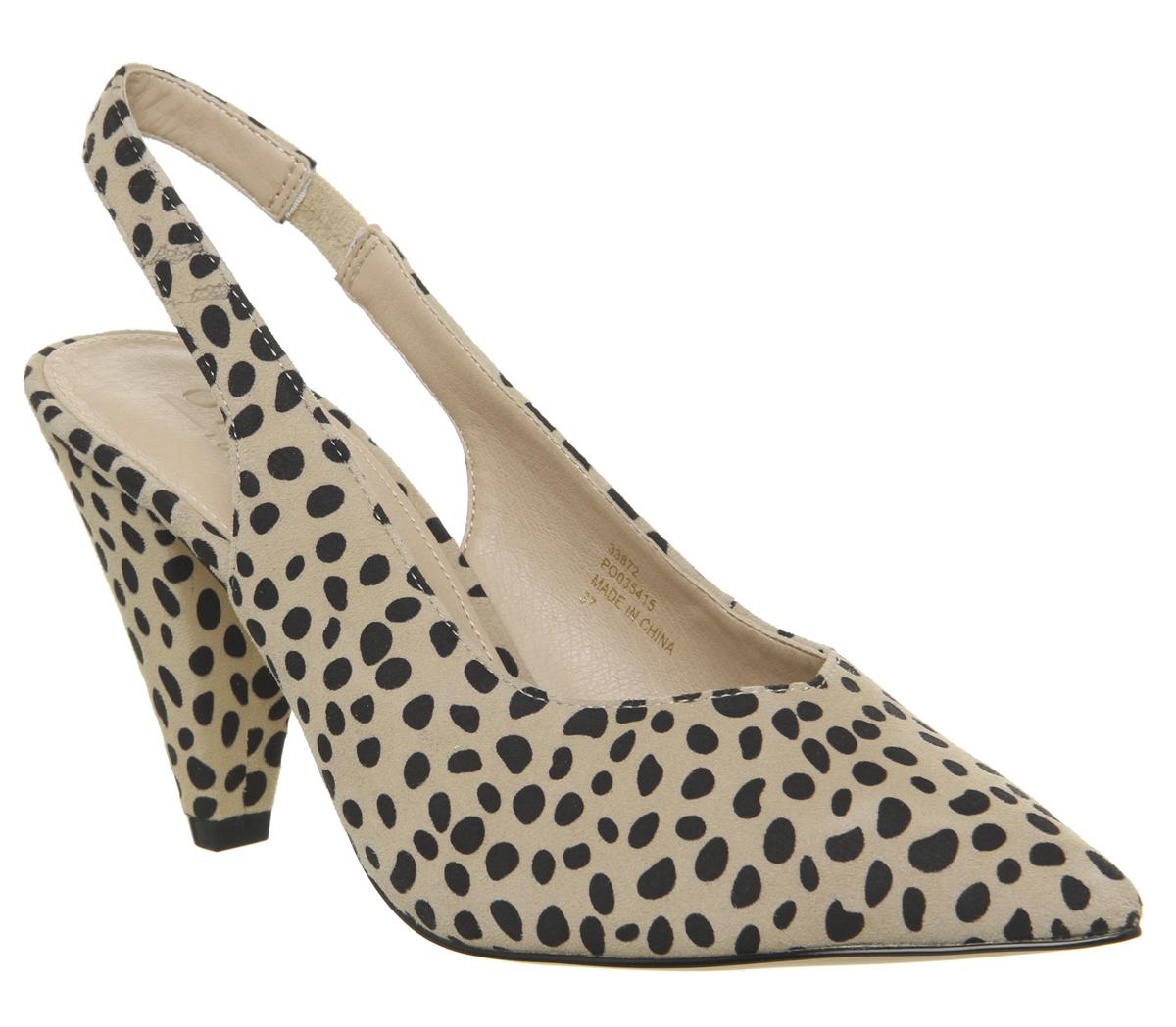 OFFICEMena Slingback Cone Heel PointCheetah Floc Suede