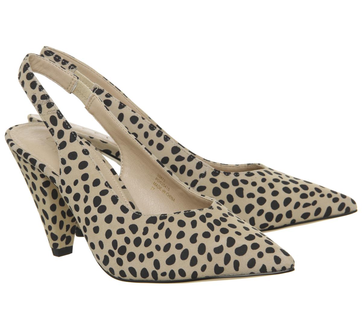OFFICEMena Slingback Cone Heel PointCheetah Floc Suede