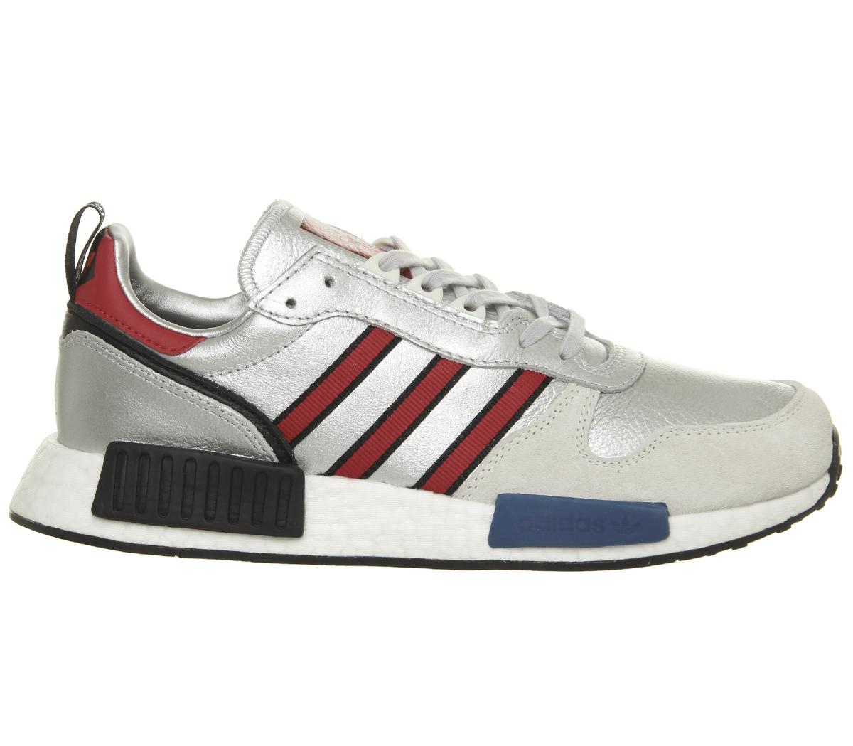 adidasRising X R1Silver Metallic Collegiate Red White