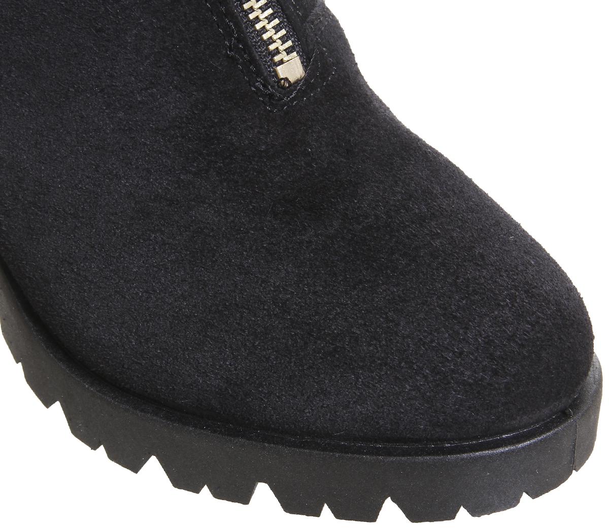 OFFICEAida- Chunky Heel Front ZipBlack Suede