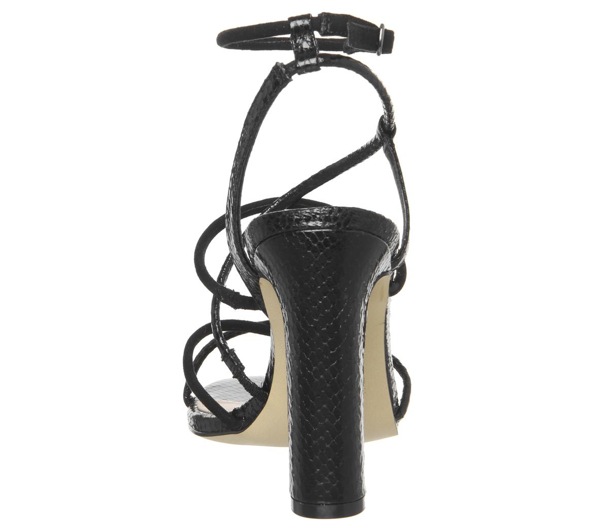 OFFICEHeaven- Tubular Sandal Block HeelBlack Snake Mix