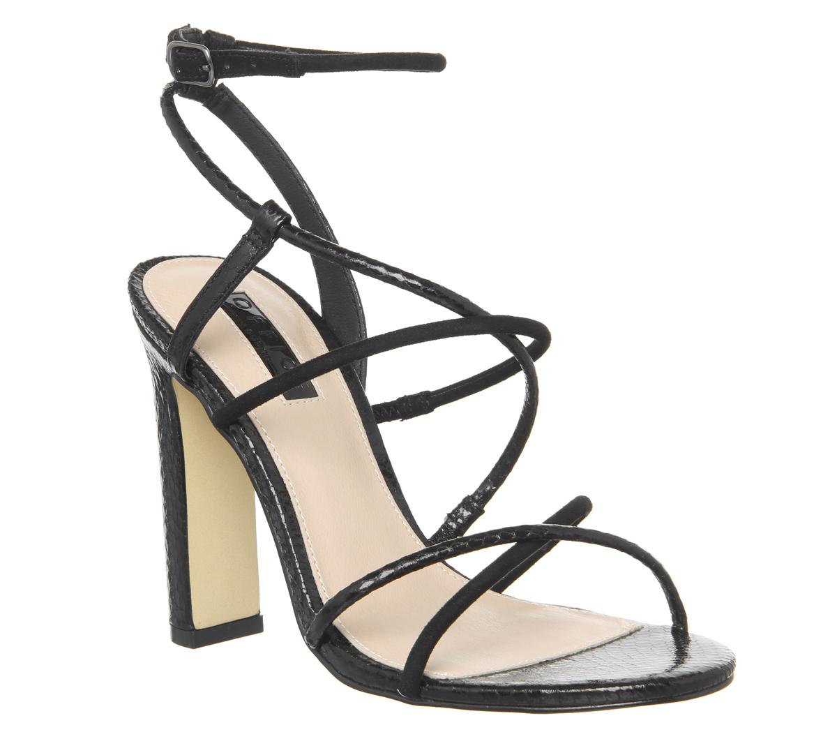 OFFICEHeaven- Tubular Sandal Block HeelBlack Snake Mix