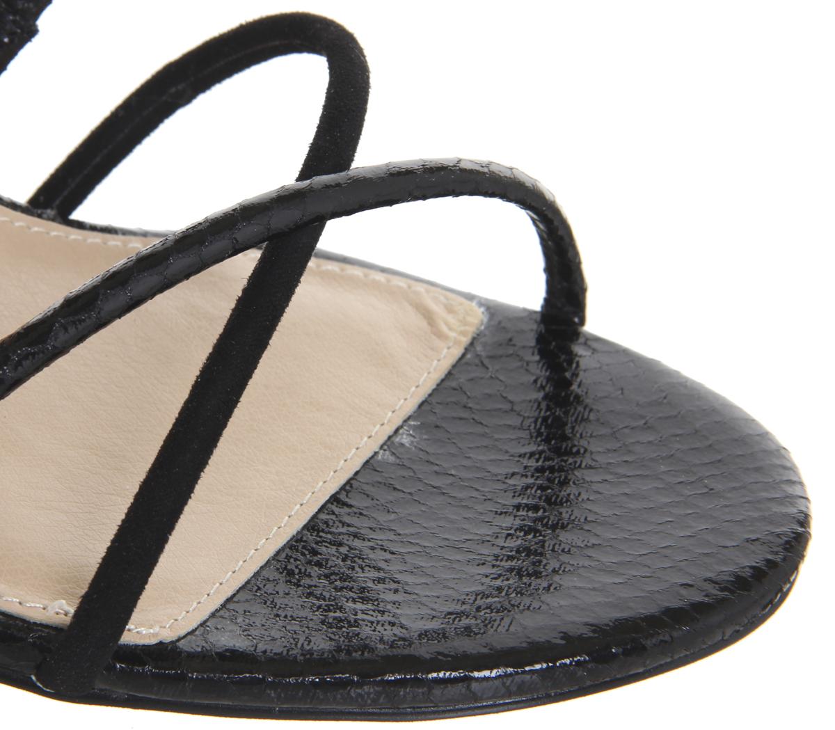 OFFICEHeaven- Tubular Sandal Block HeelBlack Snake Mix