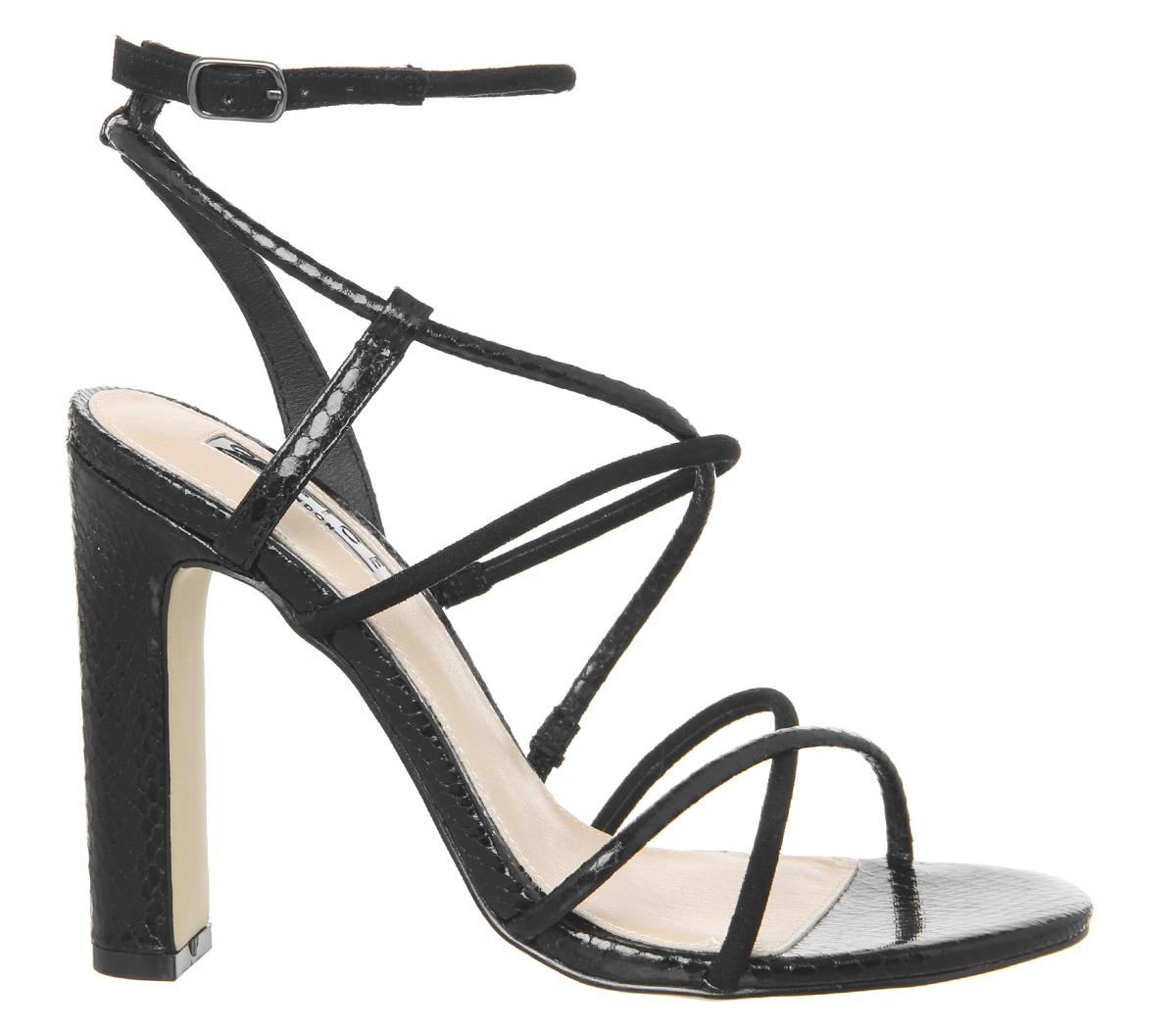 OFFICEHeaven- Tubular Sandal Block HeelBlack Snake Mix