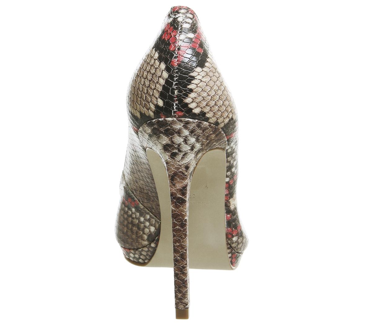 OFFICEHi-ya Pointed Platform StilettoCamel Red Snake