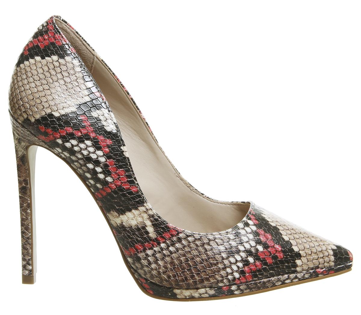 OFFICEHi-ya Pointed Platform StilettoCamel Red Snake