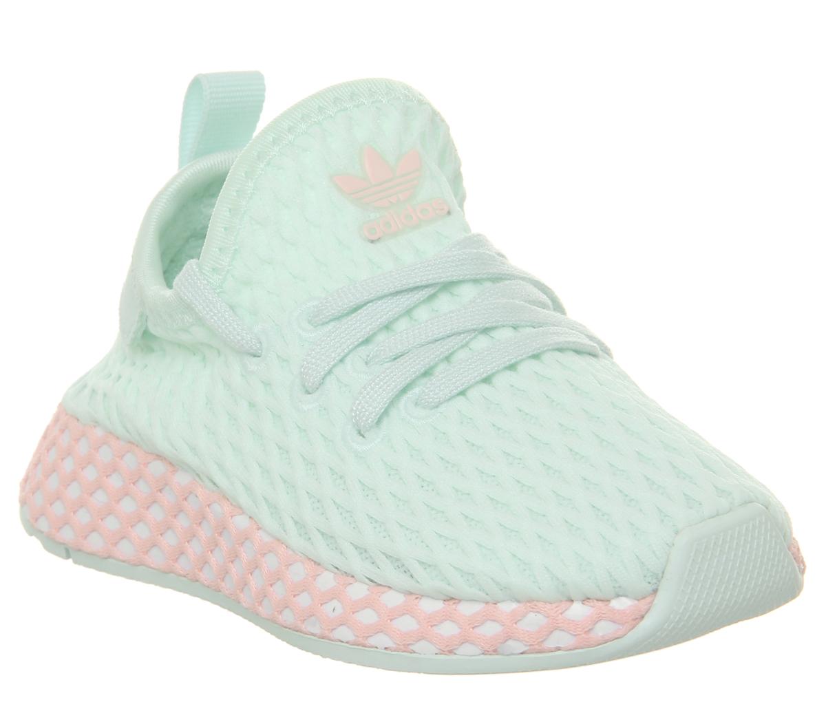 adidas Deerupt Infant Trainers Ice Mint Clear Orange Kids Trainers