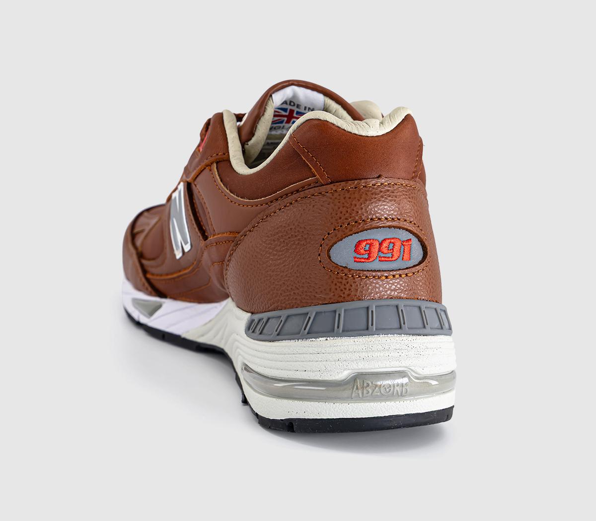 New Balance991 TrainersBurnt Orange Silver White