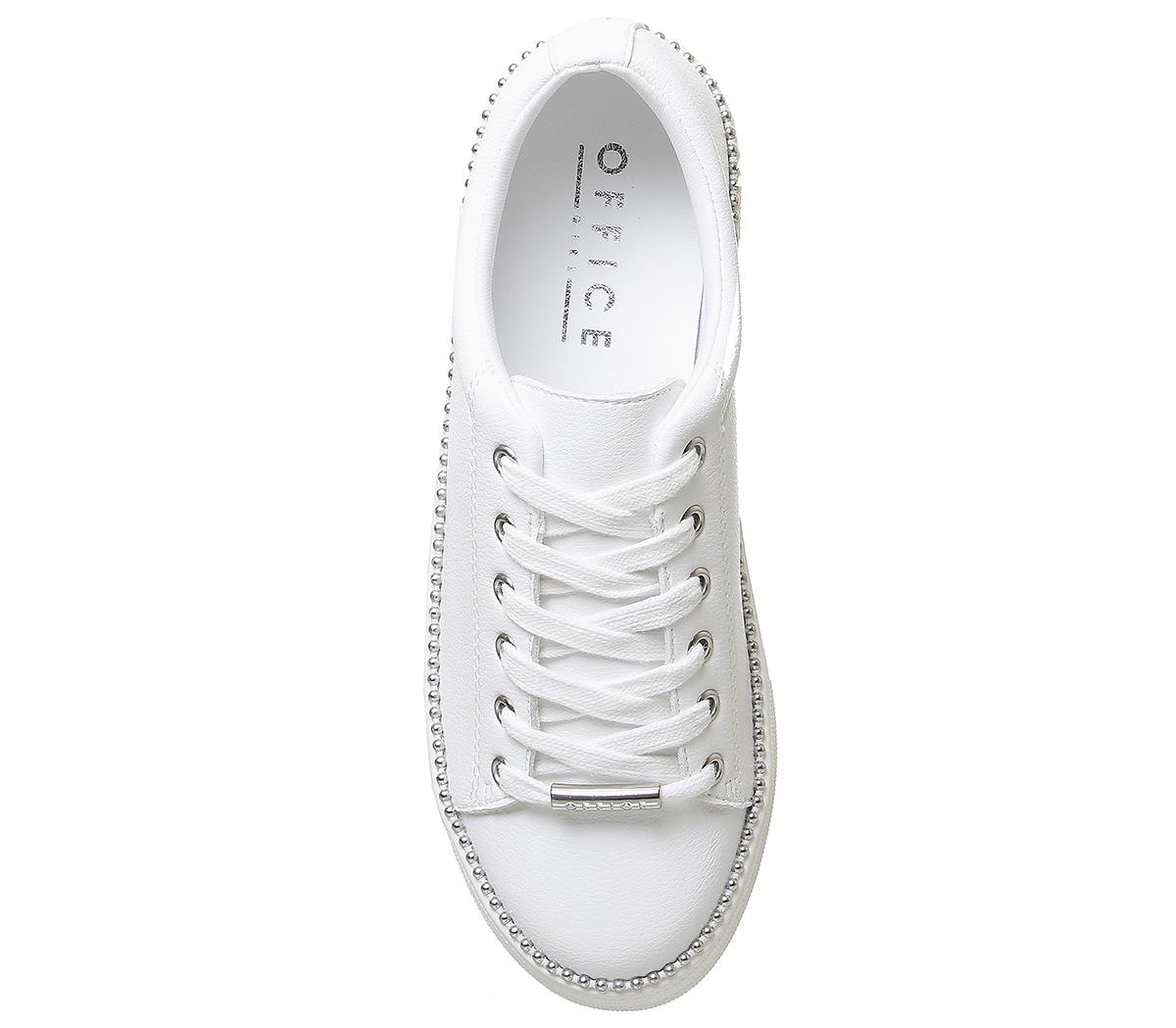 OFFICEFree Flatform TrainersWhite Silver Stud Rand