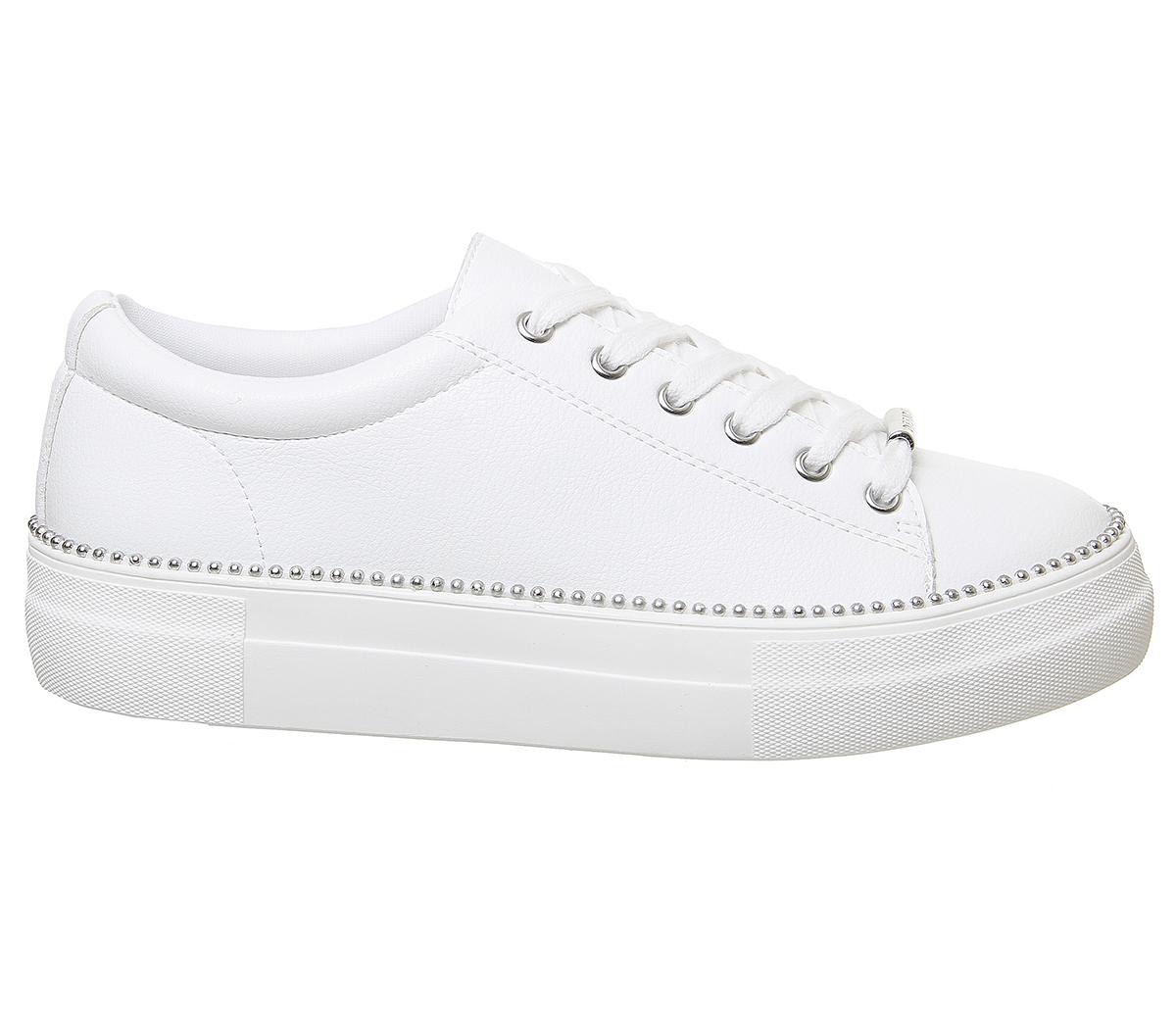 OFFICEFree Flatform TrainersWhite Silver Stud Rand