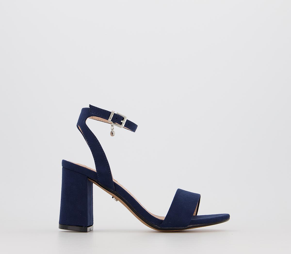 Navy mid store block heel sandals