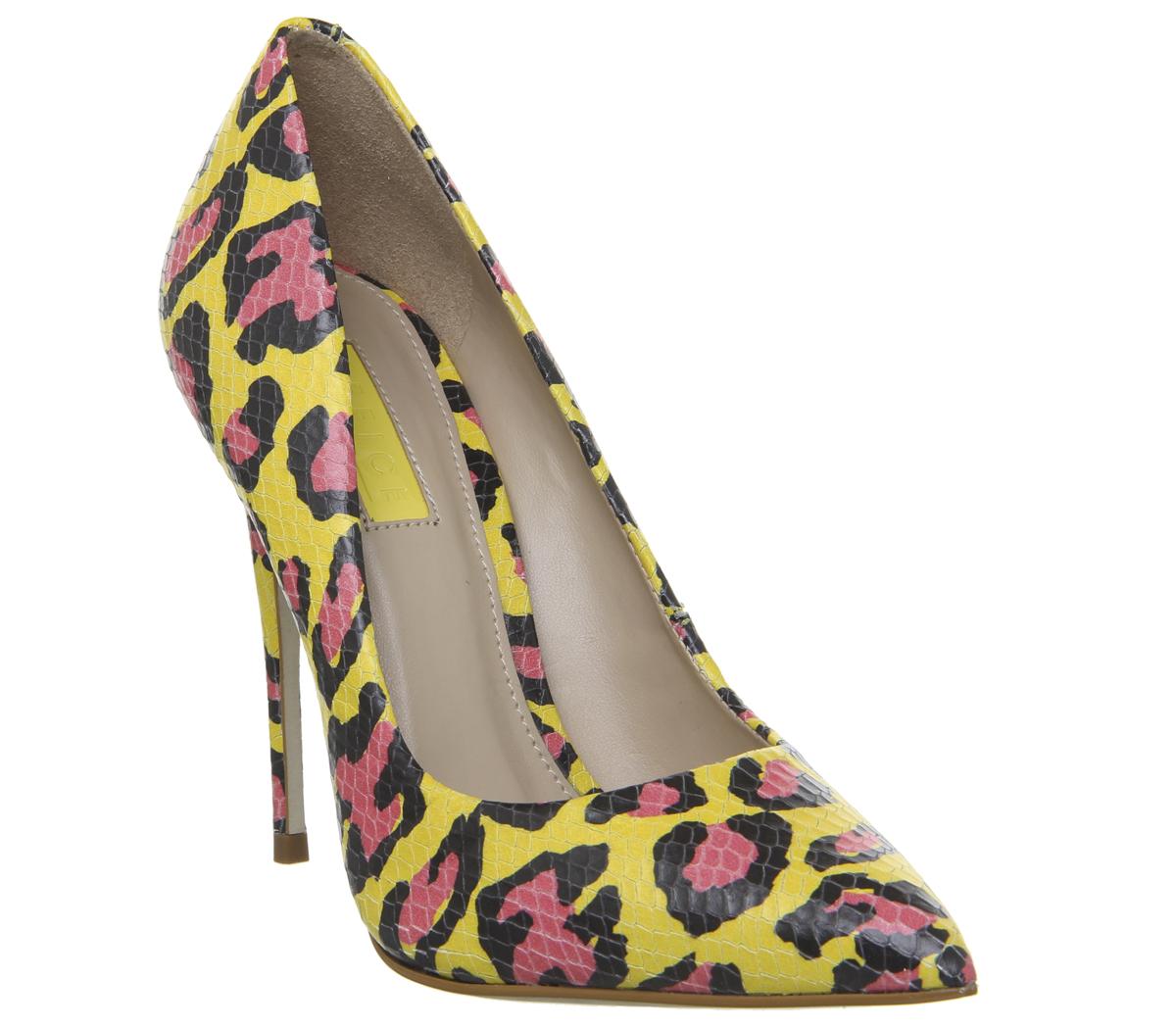 OFFICEHighbeam Pointed Court Heels OFFICEHighbeam Pointed Court HeelsYellow Leopard Snake Leather