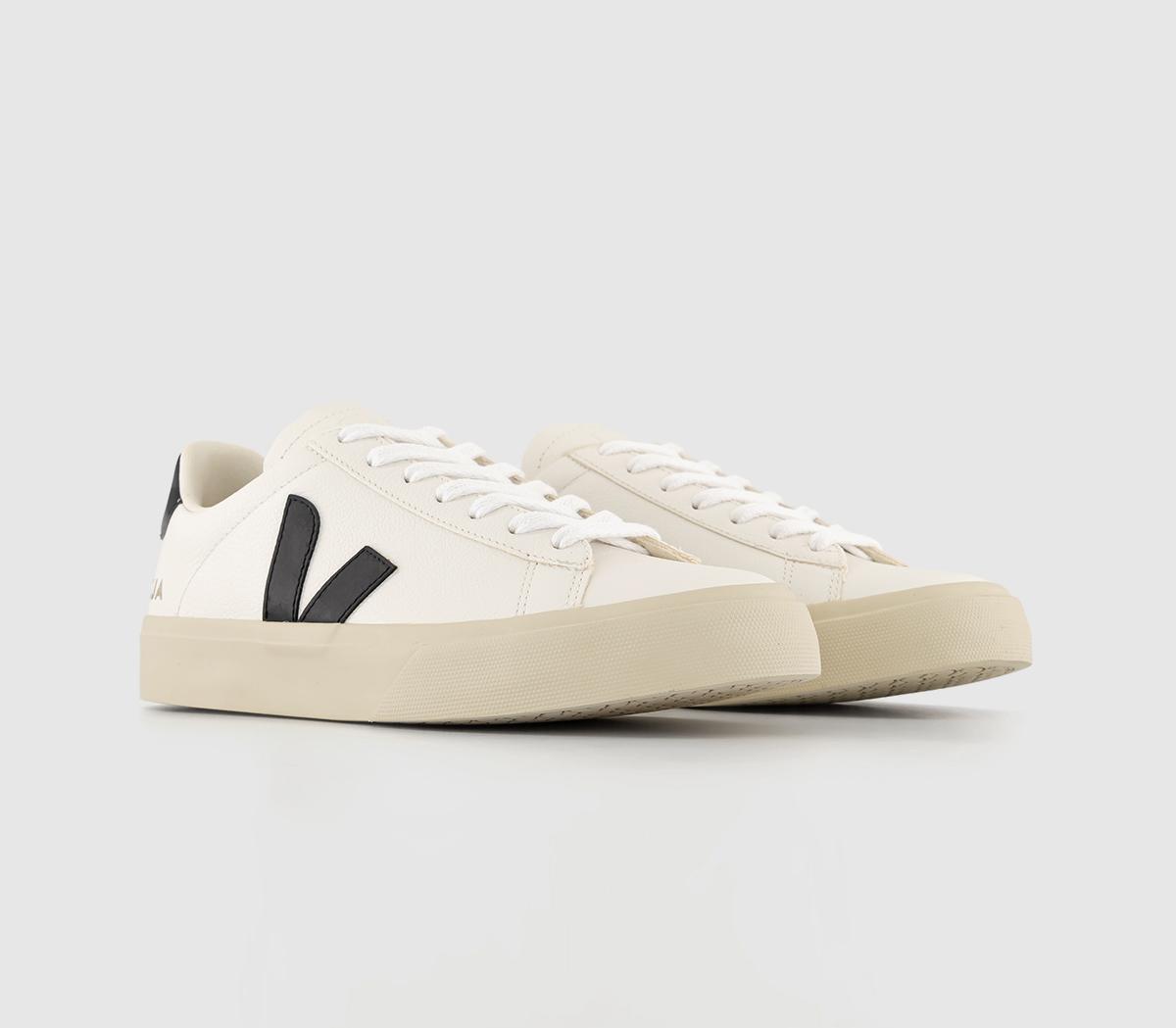 Veja Kids Campo White And Black Leather Trainers, 4