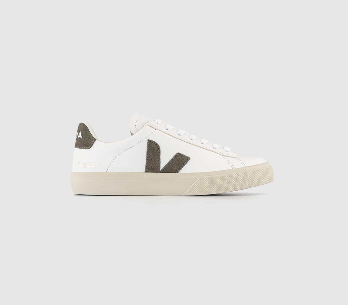 Veja Womens Campo Trainers White F Leather In White/khaki, 5
