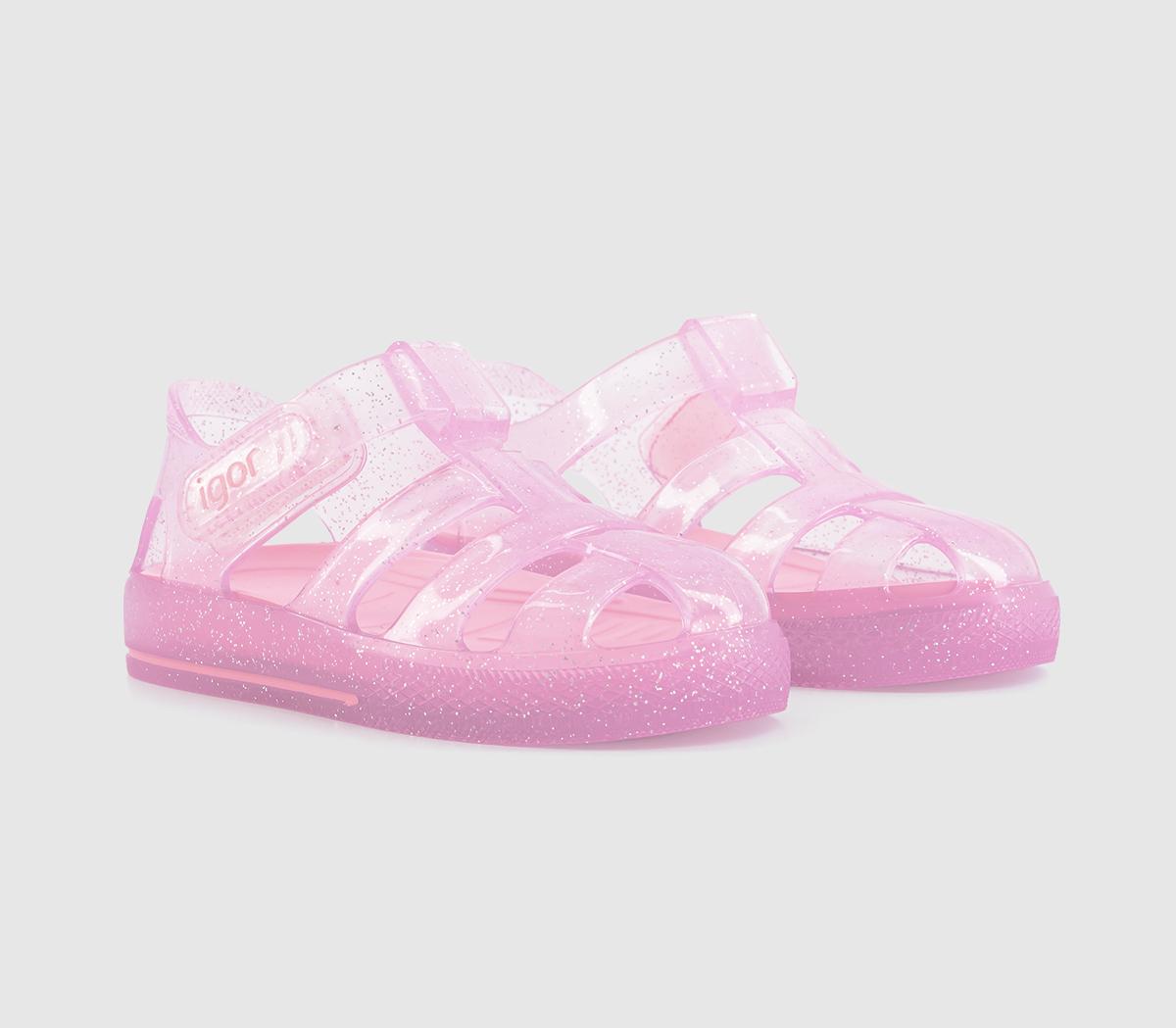 Igor Kids Star Babys Pink Glitter Sandals, 7 Infant