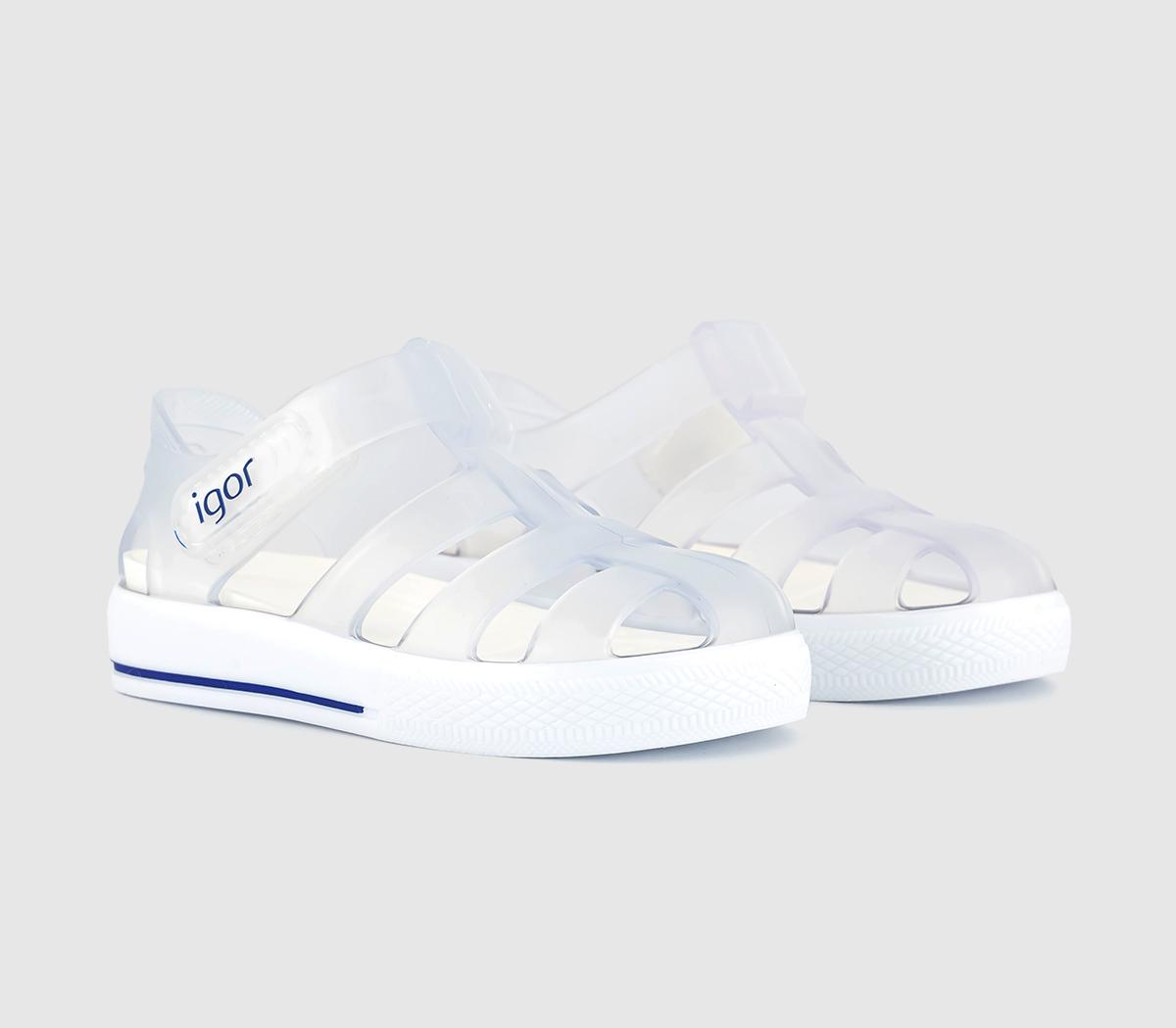Igor Kids Clear White Star Summer Sandals, Perfect For The Hot Sand Or Poolside, Size: 4 Infant