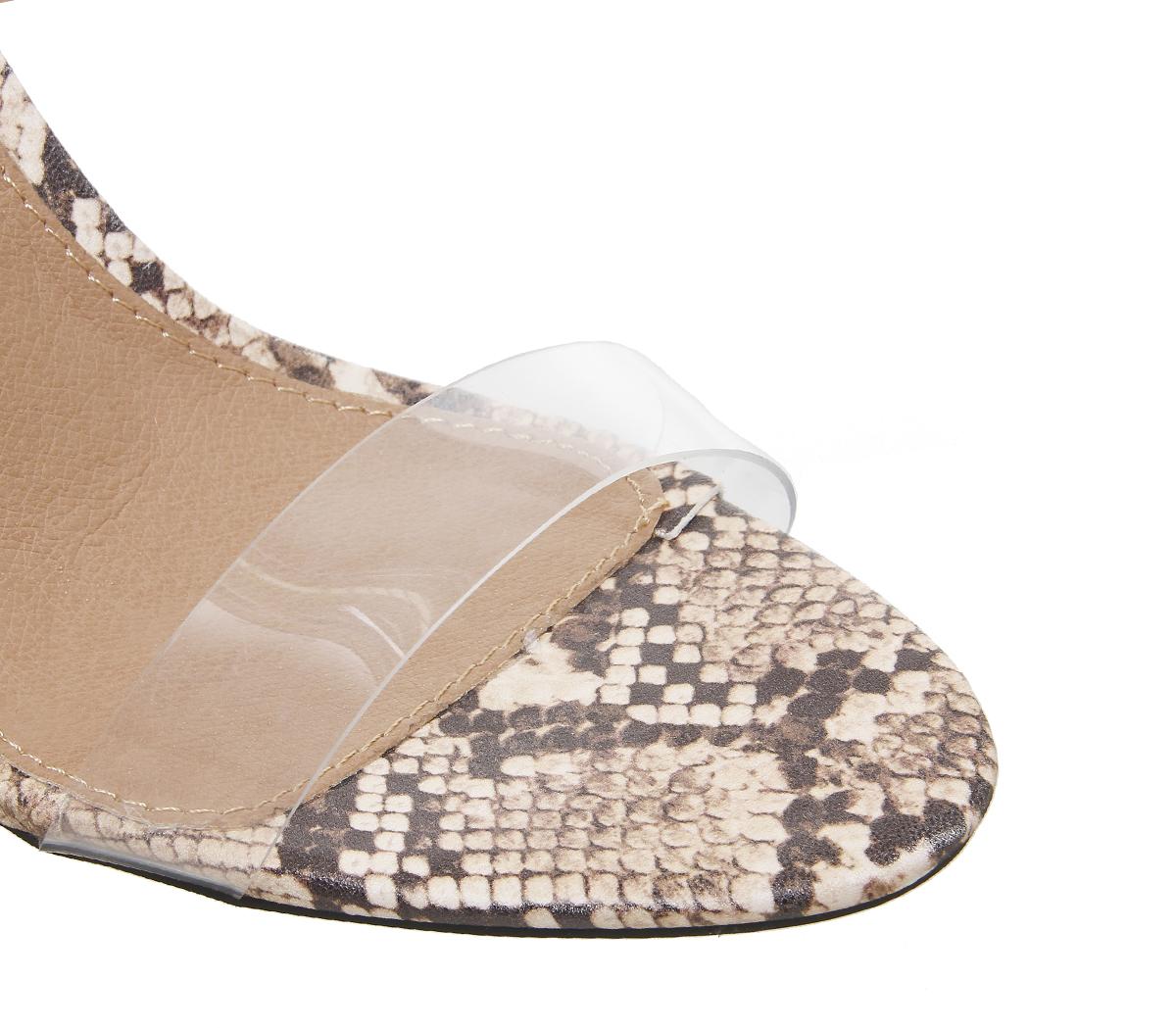 OFFICEHighjack Ankle Tie Block HeelCream Snake