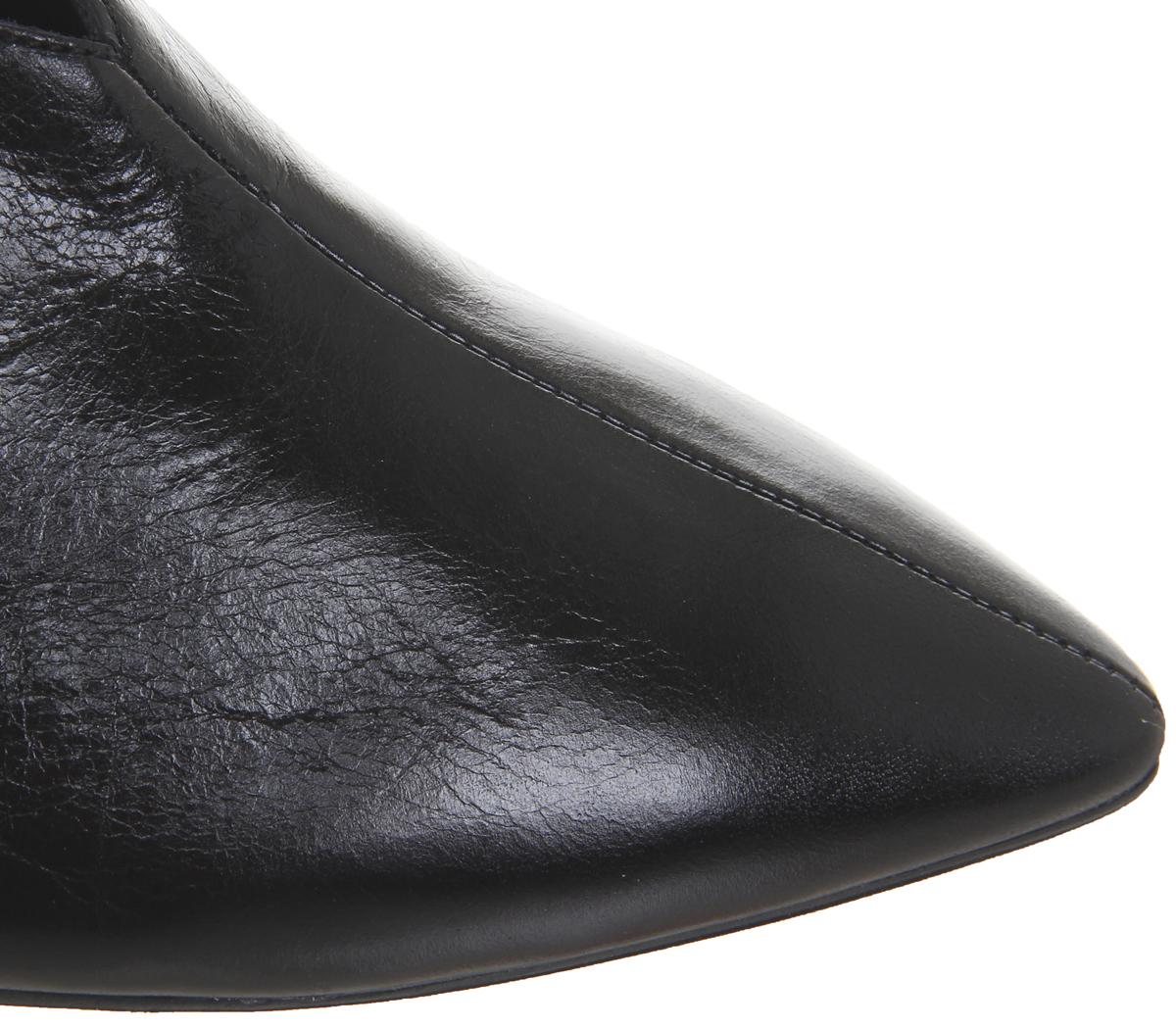 OFFICEMiracle Cylindrical Heel ShoebootBlack Groucho Snake Heel