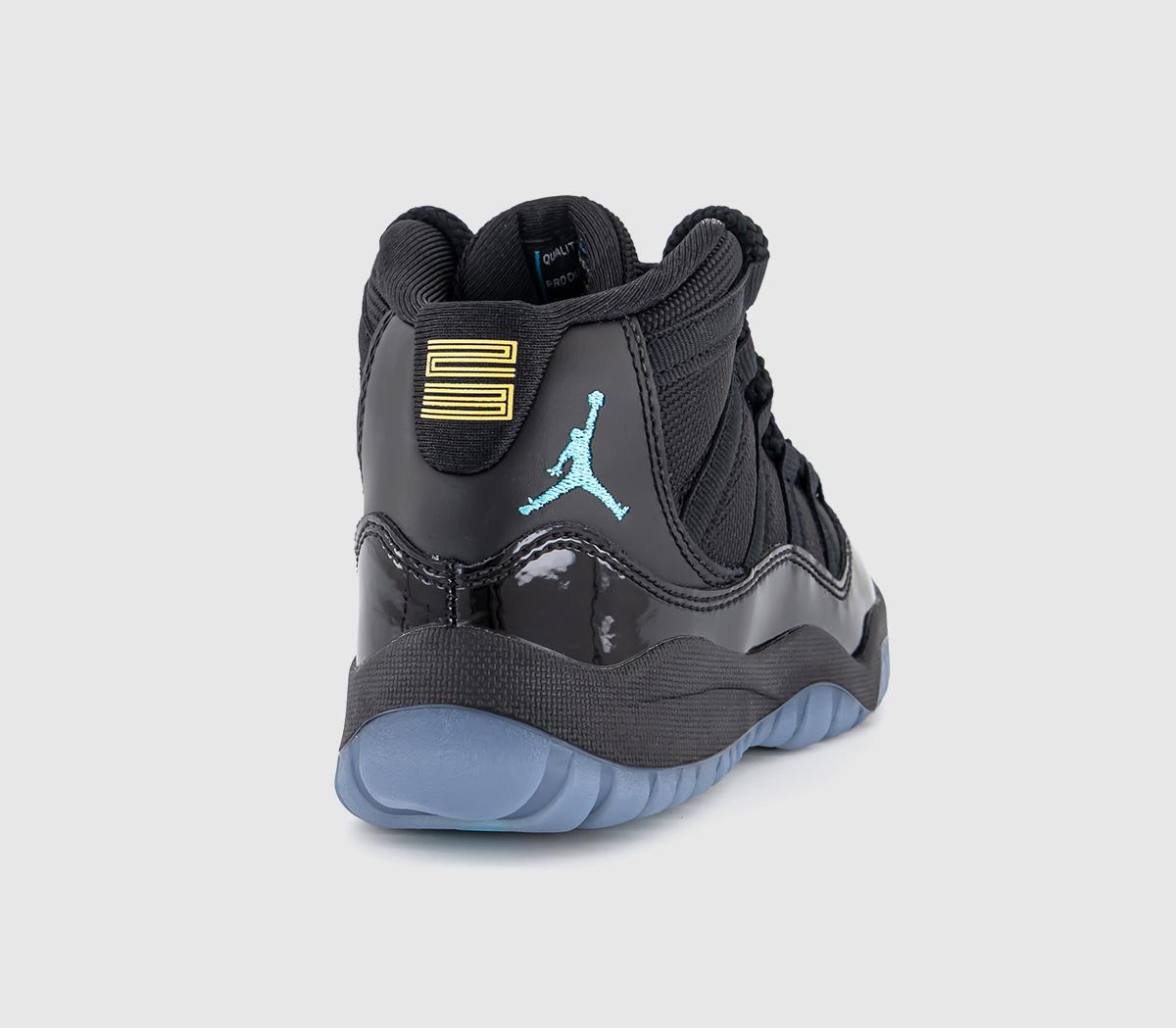 JordanAir Jordan 11 Pre School TrainersBlack Gamma Blue Black Varsity Maize