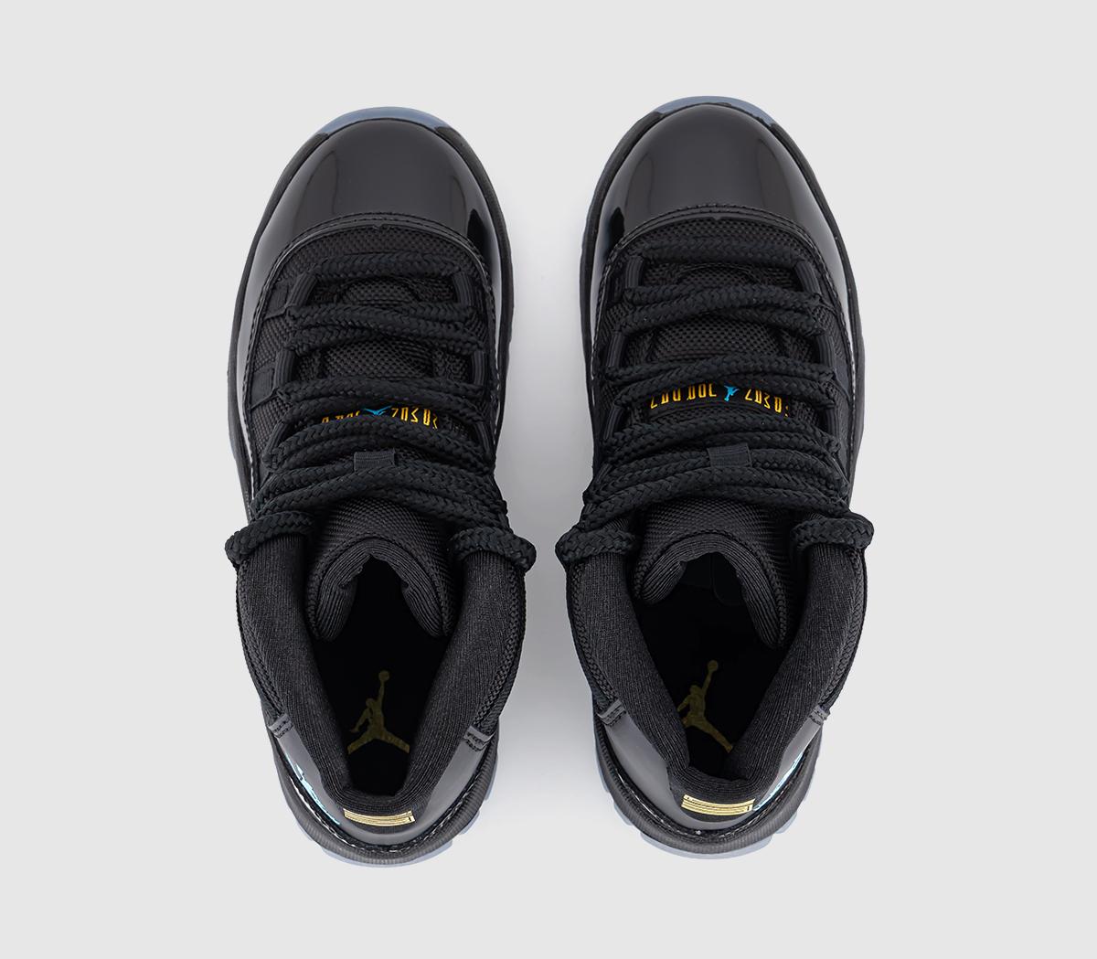 JordanAir Jordan 11 Pre School TrainersBlack Gamma Blue Black Varsity Maize