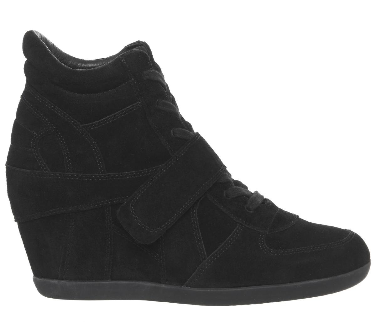 Ash Bowie Hi Top Wedge Sneaker Boots Black Suede - Women's Ankle Boots