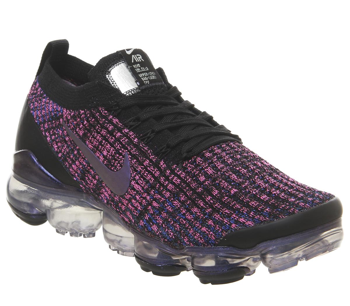 Nike women's air vapormax flyknit 3 shoes black/blue fury/sonic yell best sale