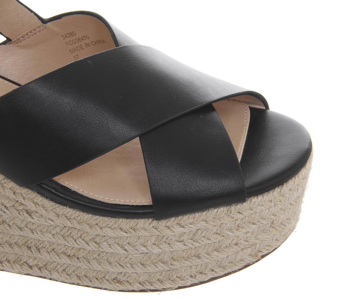 OFFICEMedal Ankle Strap Espadrille WedgeBlack