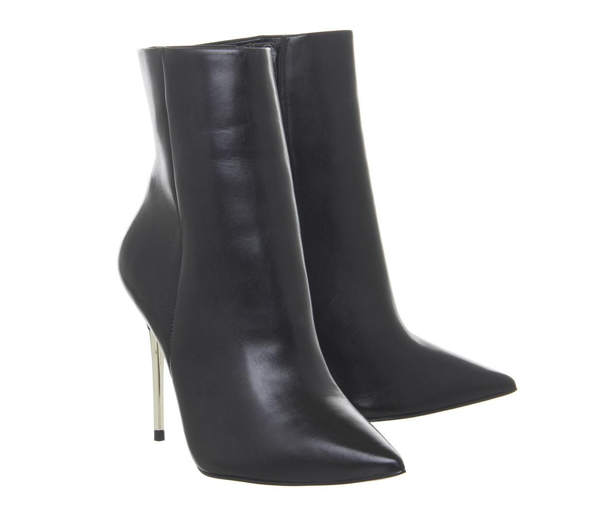 OFFICEAspire Metal Heel Point BootsBlack Leather