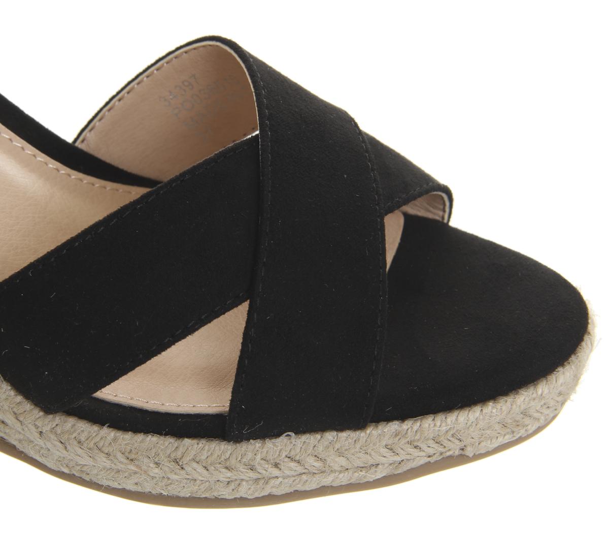 OFFICE Motional Espadrille Wedges Black Mid Heels