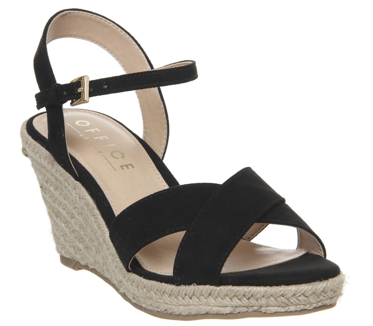 OFFICE Motional Espadrille Wedges Black - Mid Heels