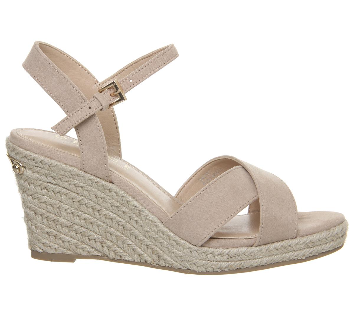 OFFICE Motional Espadrille Wedges Beige Mid Heels