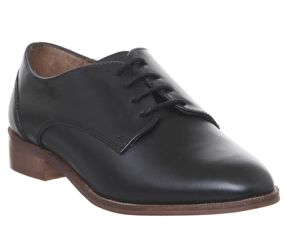 OFFICEFear Vintage Lace Up FlatsBlack Leather