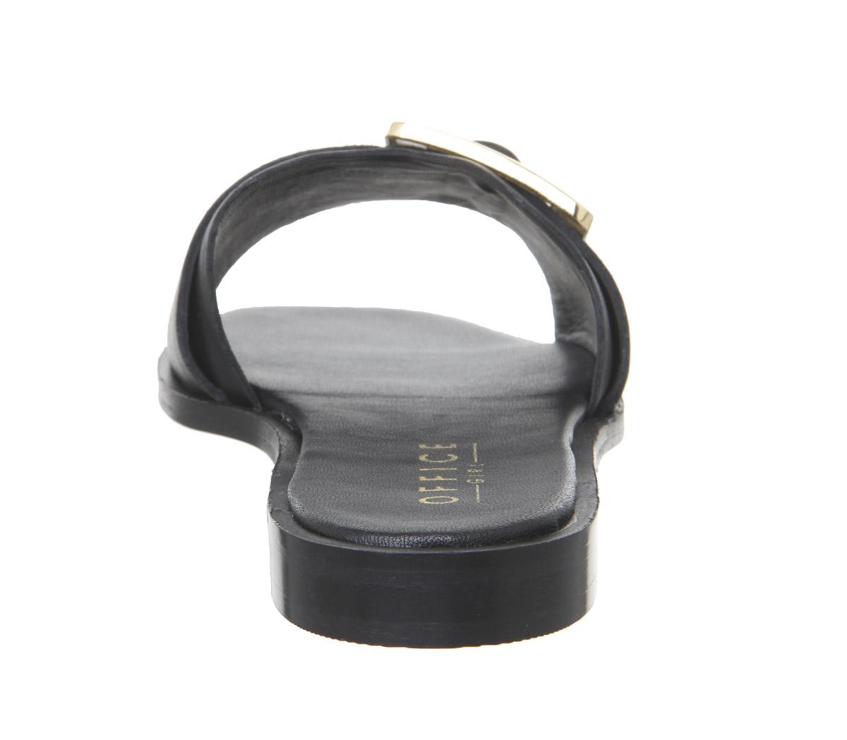 OFFICESolar- Big Buckle MuleBlack Leather