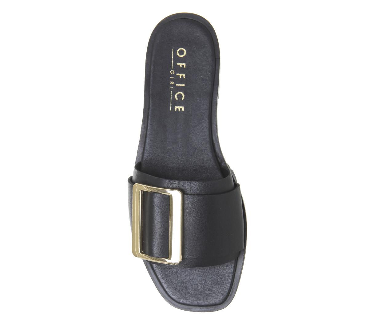 OFFICESolar- Big Buckle MuleBlack Leather