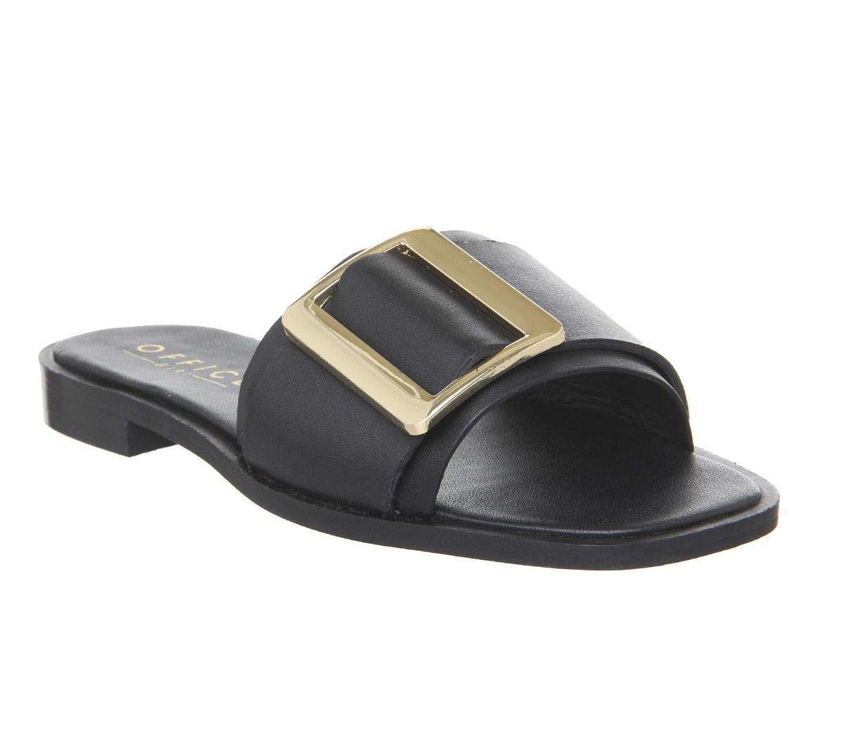 OFFICESolar- Big Buckle MuleBlack Leather