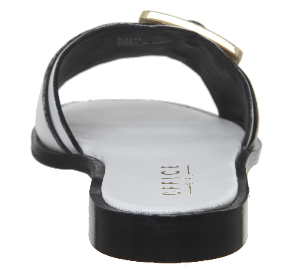 OFFICESolar Big Buckle MulesWhite Leather