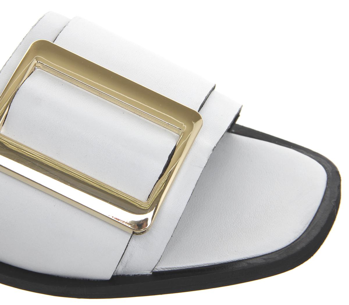 OFFICESolar Big Buckle MulesWhite Leather