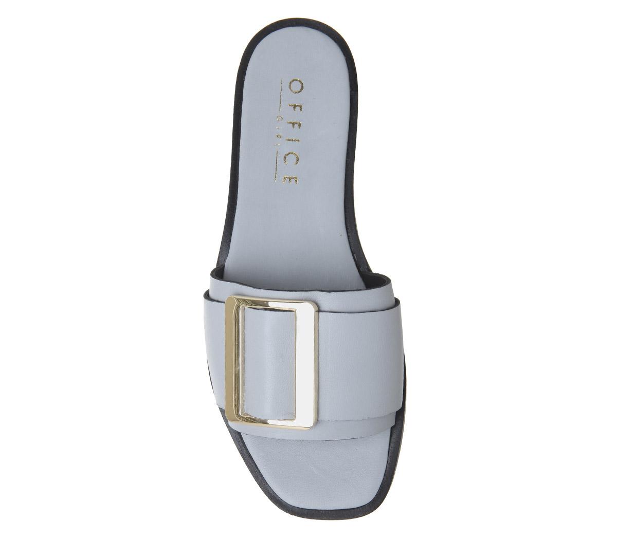 OFFICESolar- Big Buckle MulePastel Blue Leather