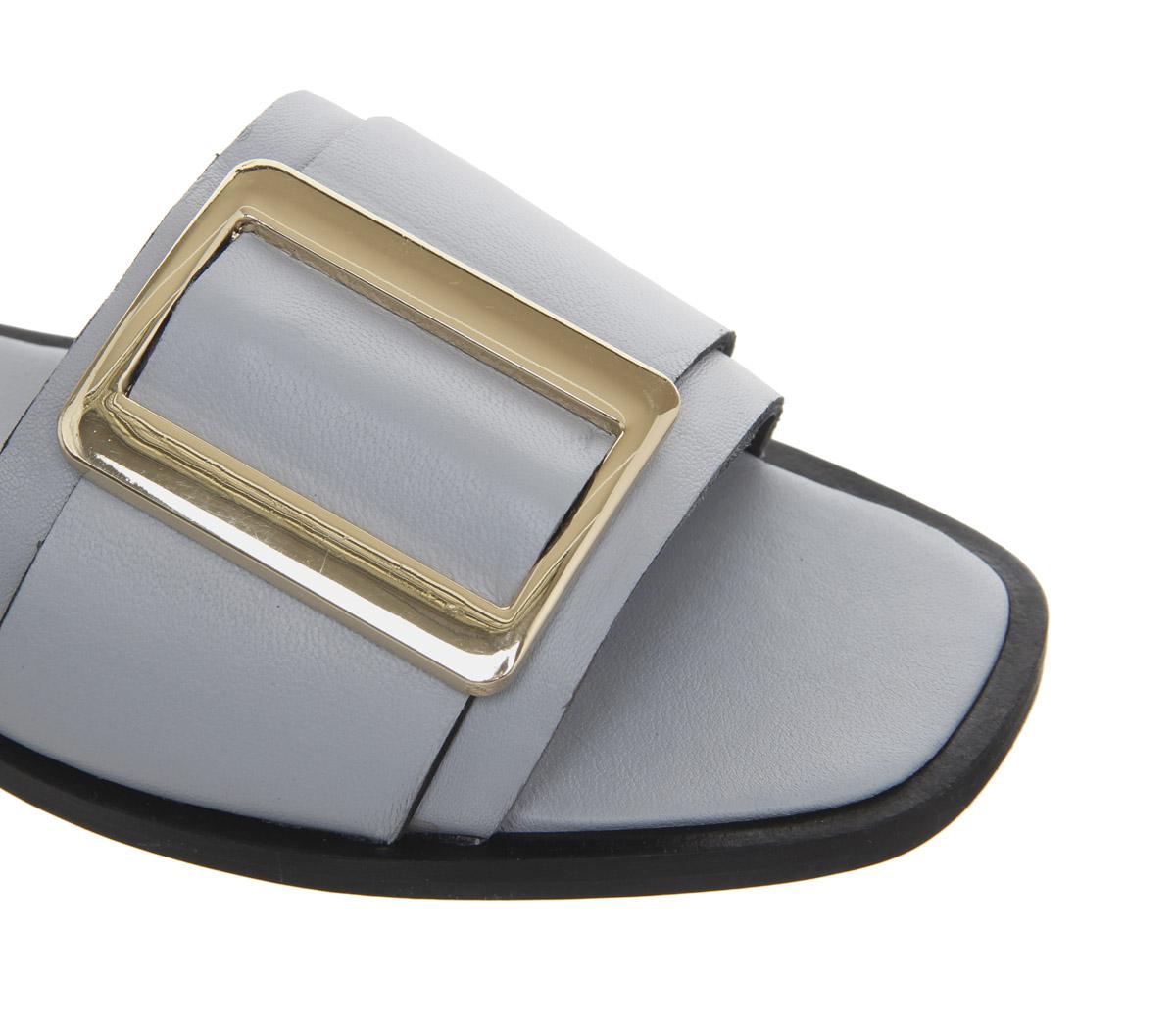 OFFICESolar- Big Buckle MulePastel Blue Leather