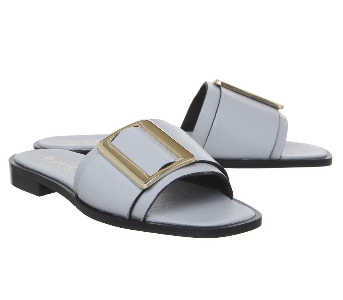 OFFICESolar- Big Buckle MulePastel Blue Leather