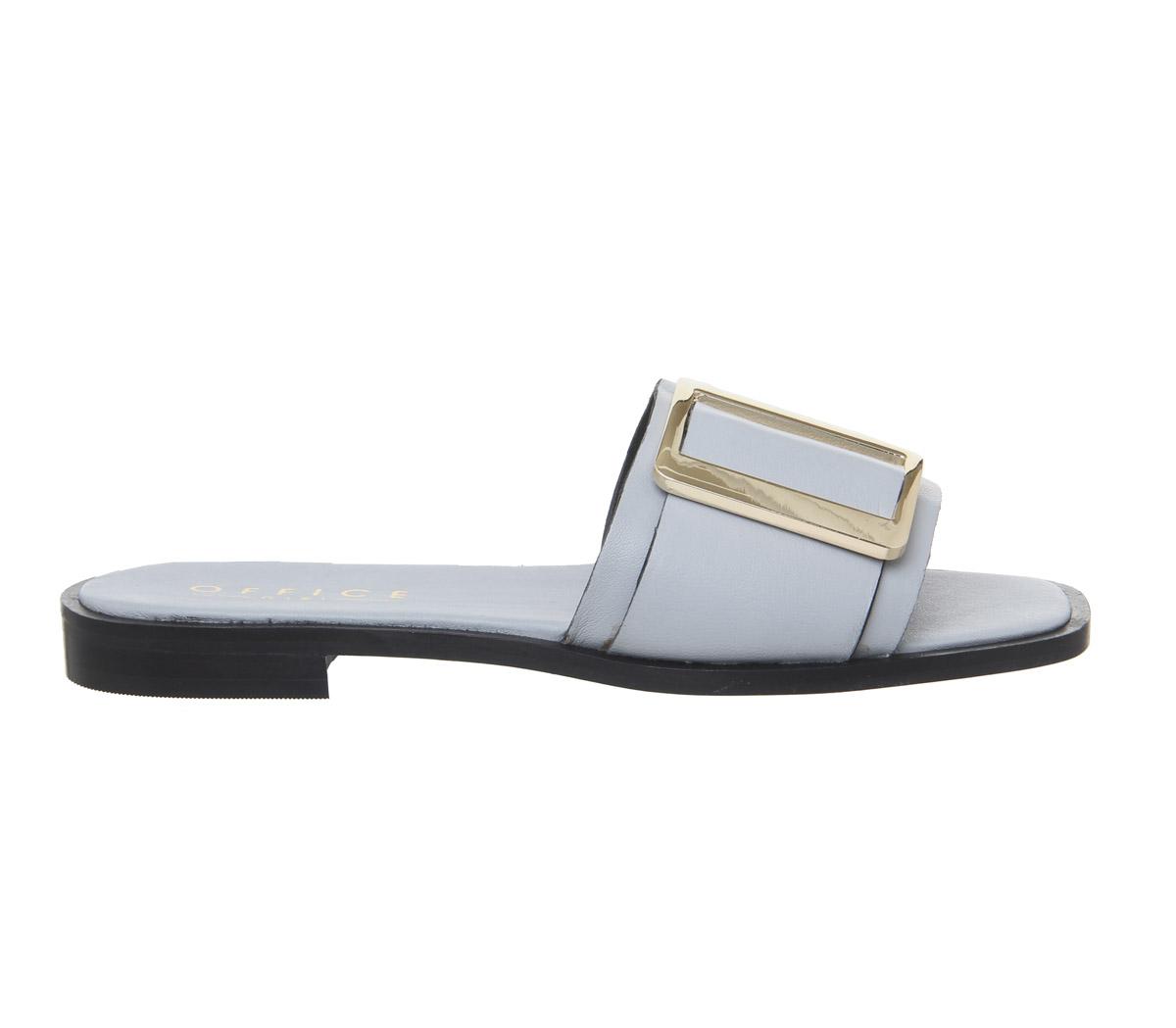 OFFICESolar- Big Buckle MulePastel Blue Leather