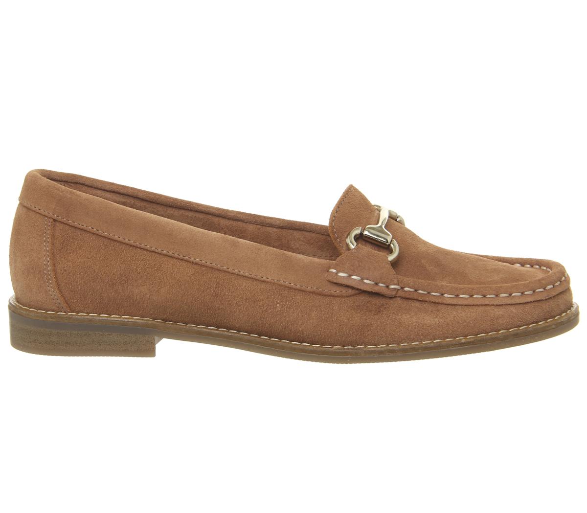 OFFICE First Class Trim Loafers Tan Suede - Flat Shoes for Women