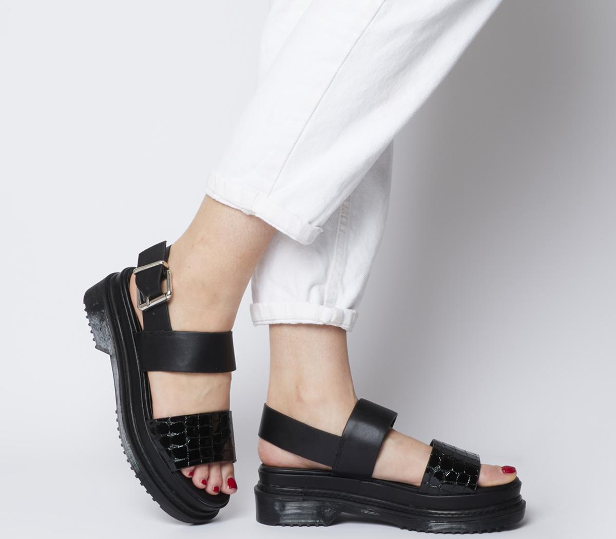 OFFICEMiso Ribbed Sole City SandalsBlack With Croc