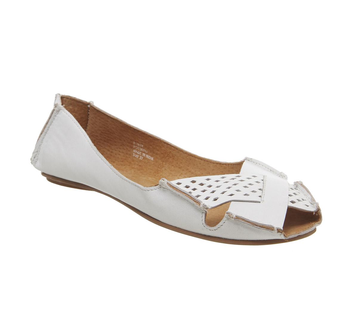 OFFICEFelt Peep Toe ShoeWhite Leather
